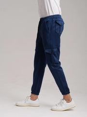 Six Pocket Fleece Cargo Trouser - Navy - wearup.store