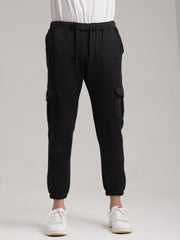 Six Pocket Fleece Cargo Trouser - Black - wearup.store