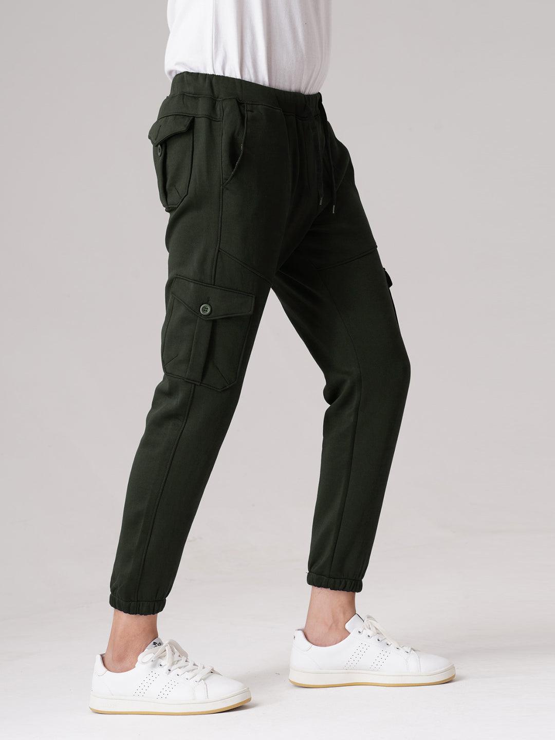 Six Pocket Fleece Cargo Trouser - Olive Green - wearup.store