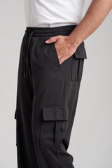 6 Pocket Loose Trouser - Black - Drizzle.pk