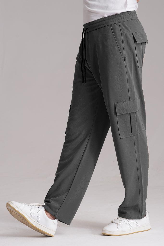 6 Pocket Loose Trouser - Charcoal - Drizzle.pk