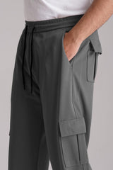 6 Pocket Loose Trouser - Charcoal - Drizzle.pk