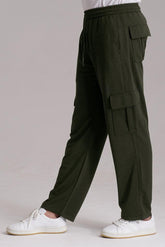 6 Pocket Loose Trouser - Olive - Drizzle.pk