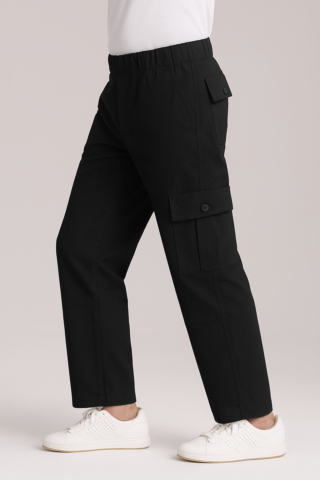Loose Bottom Cotton Cargo - Black - Drizzle.pk