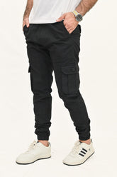 Stretchable Cotton Cargo - Black - Drizzle.pk