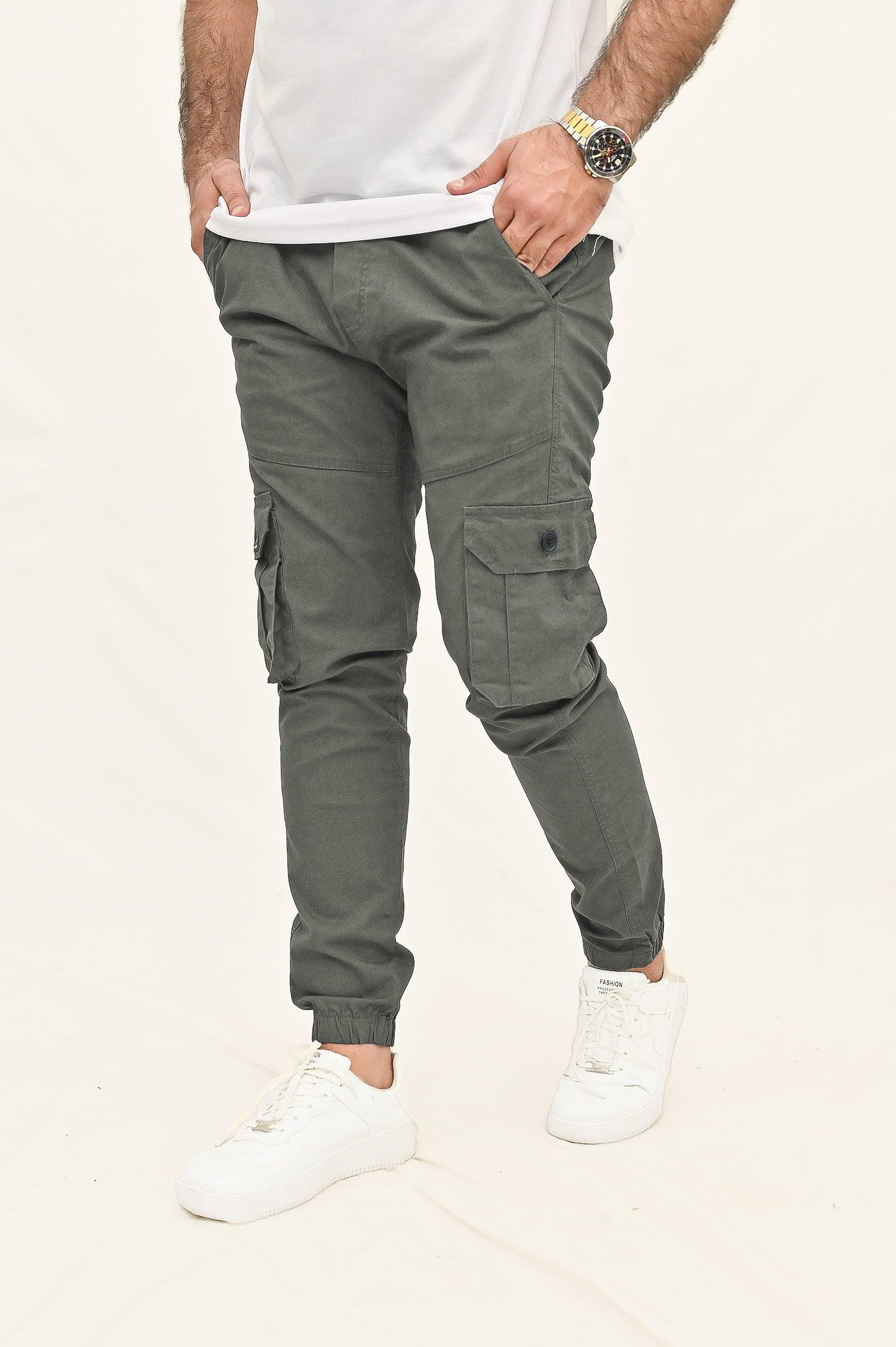 Stretchable Cotton Cargo - Grey - Drizzle.pk