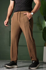 Poplin Straight Fit Trouser - Brown