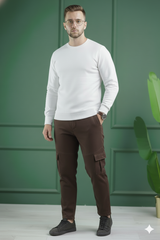Six Pocket Loose Fleece Trouser - Brown
