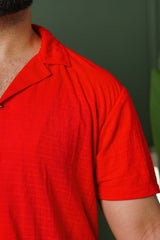 Comfy Coat Collar Shirt - Red