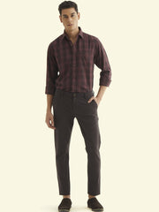 Men's Imported Textured Velen Cool Dark Brown Pant - wearup.store