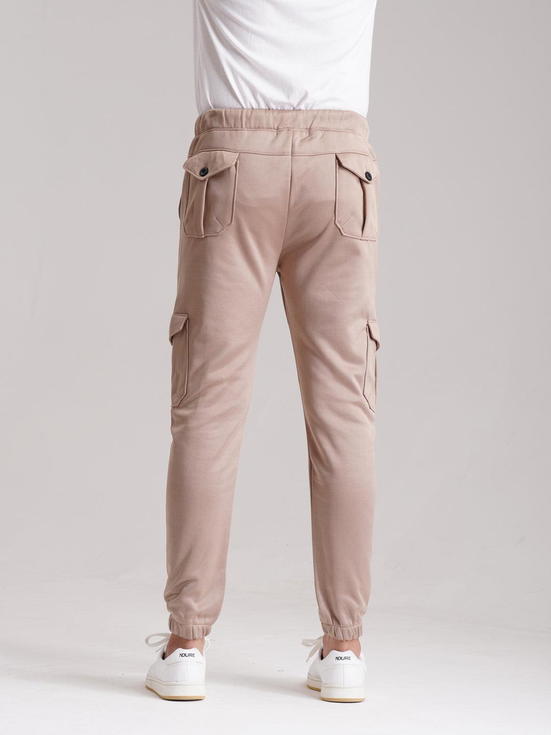 Six Pocket Fleece Cargo Trouser - Beige - wearup.store