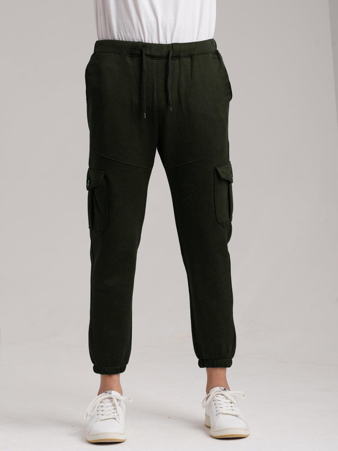 Six Pocket Fleece Cargo Trouser - Olive Green - wearup.store