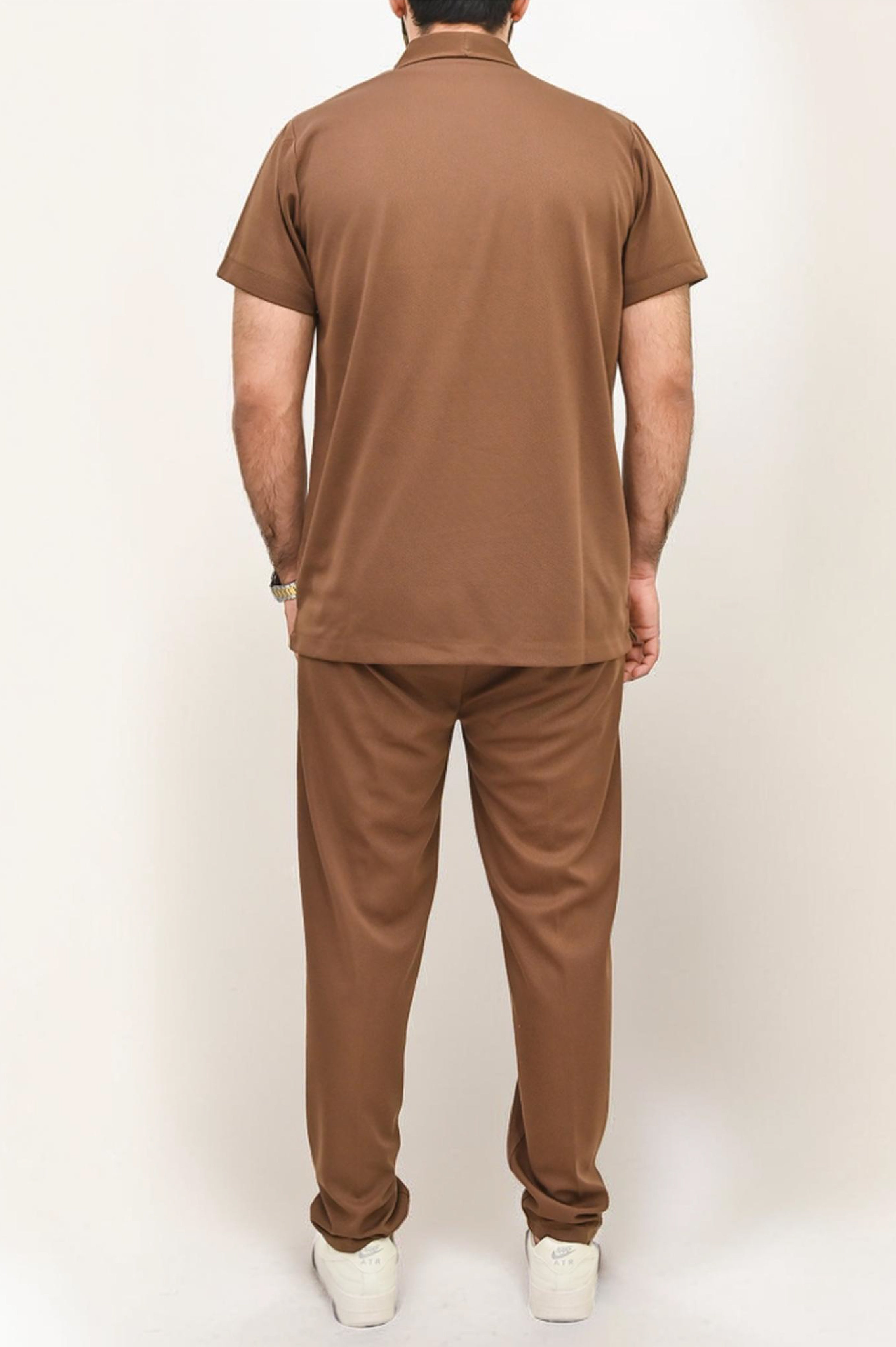 Premium Co-Ord Set Half Sleeve (Round Collar) - Camel