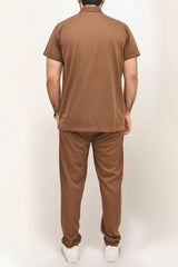 Premium Co-Ord Set Half Sleeve (Round Collar) - Camel