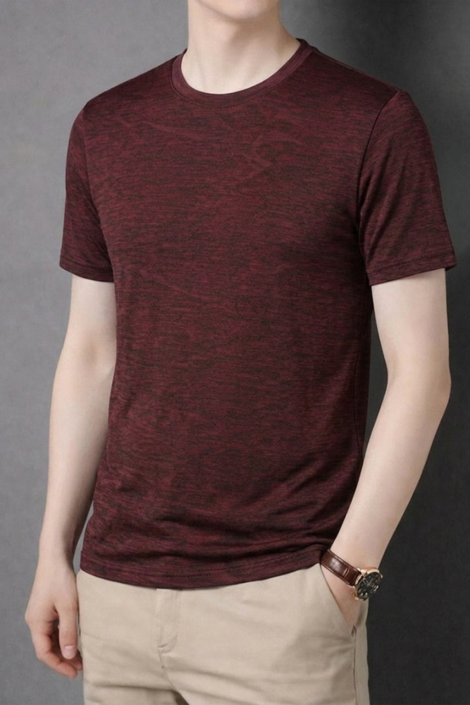 Textured T-Shirt - Maroon