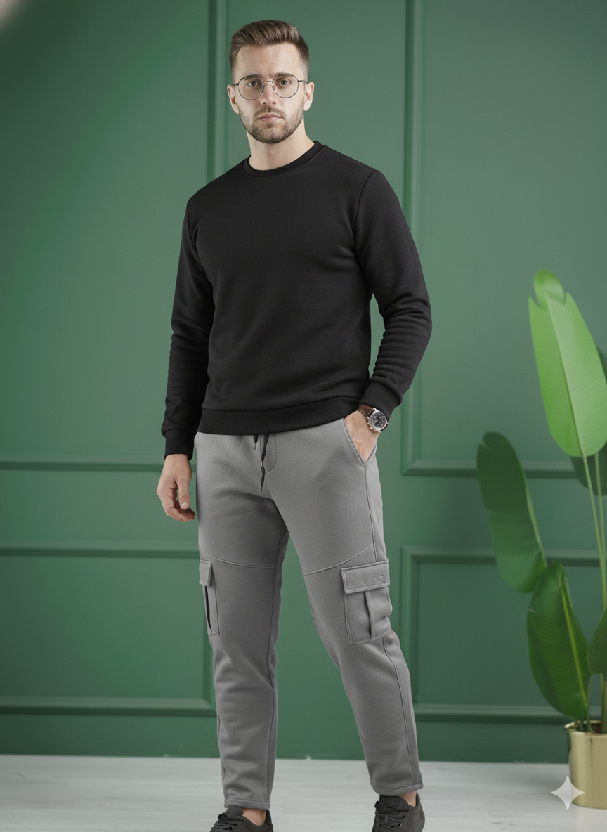 Six Pocket Loose Fleece Trouser - Grey
