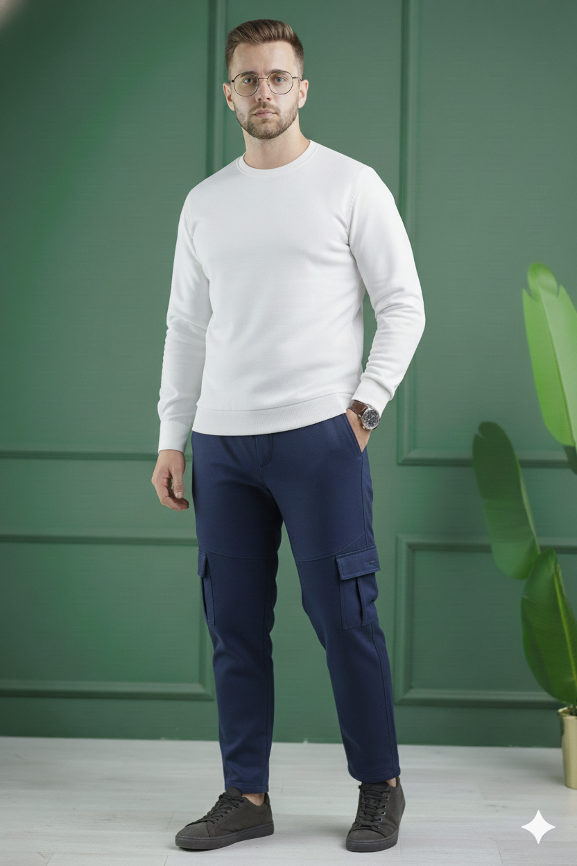 Six Pocket Loose Fleece Trouser - Navy