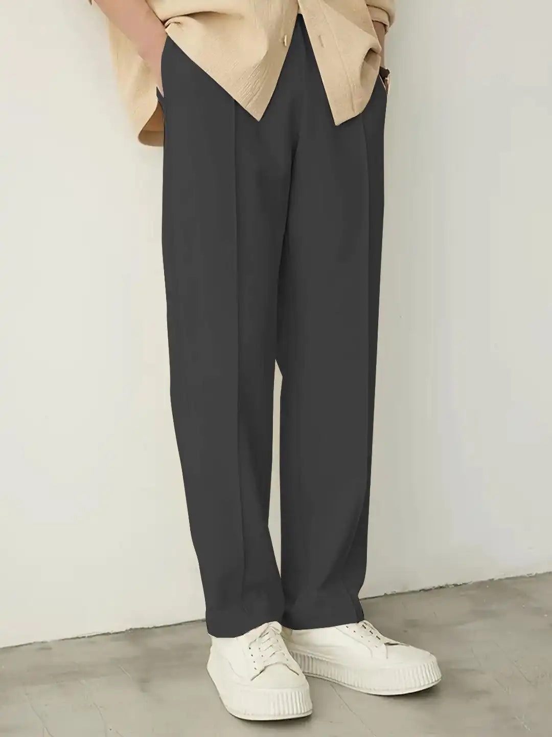Plain Stripe-Line Jogger - Charcoal Grey - Drizzle.pk