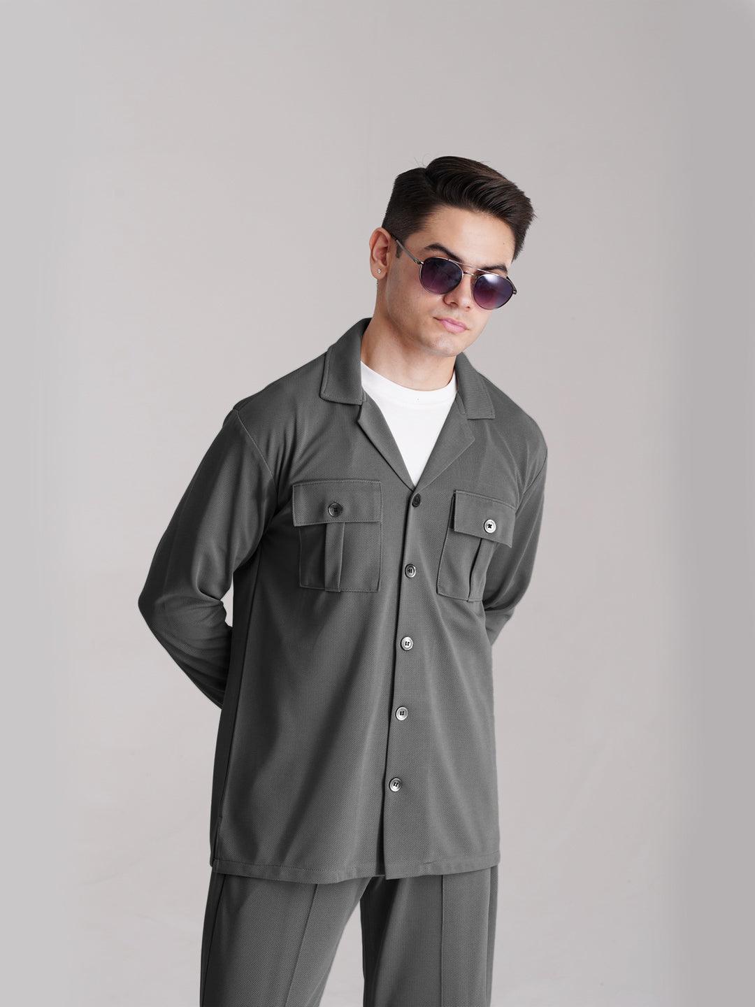 Premium Co-Ord Set Full Sleeve - Grey - Drizzle.pk