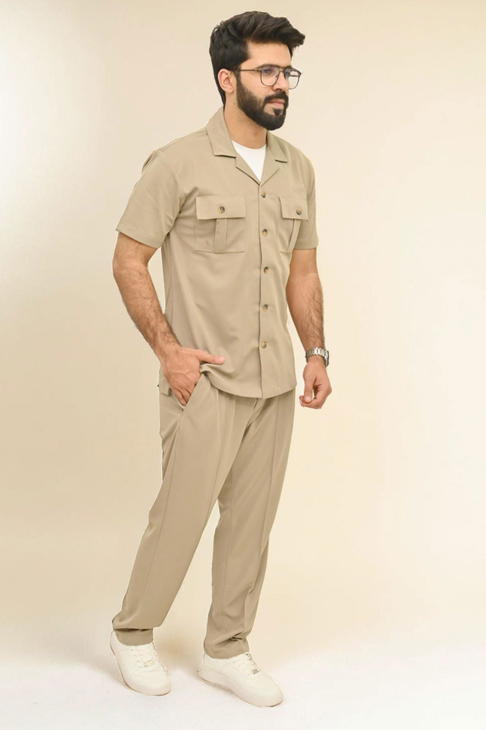 Premium Co-Ord Set Half Sleeve - Skin - Drizzle.pk