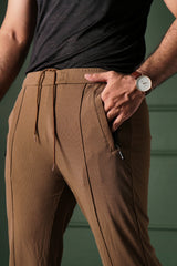 Poplin Straight Fit Trouser - Brown