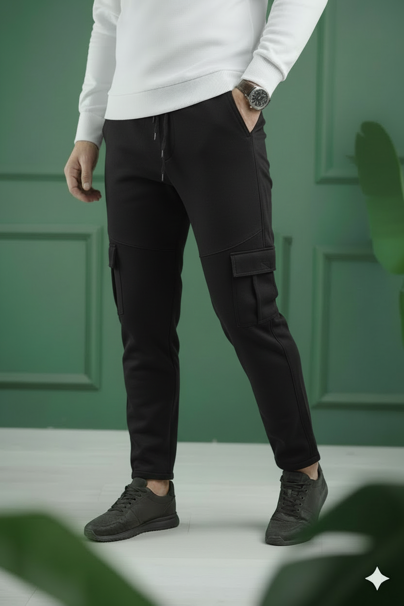 Six Pocket Loose Fleece Trouser - Black