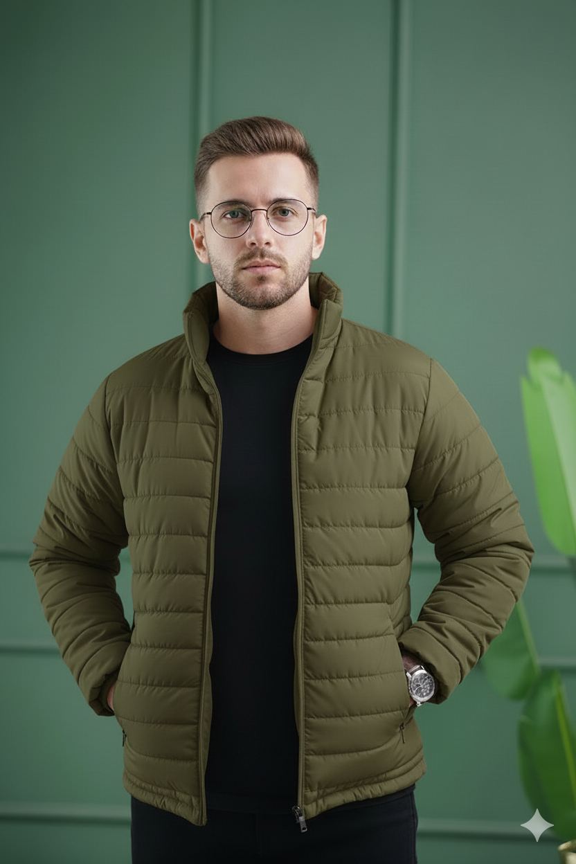Imported Puffer Jacket - Olive